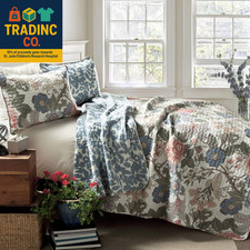 Sydney Reversible Cotton Quilt Set, 3 Piece Set, King/California King, Green  B