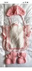 NEW Handmade Pink Crocheted Shirt Hat Booties Baby Girl Gift Newborn Pictures — photo 4
