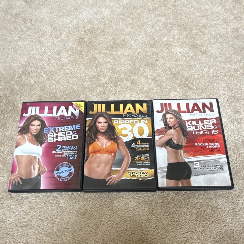 Jillian Michaels Workout DVD Lot: Extreme Shed & Shred Ripped in 30 Killer Buns