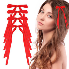 4PCS Red Satin Hair Bow Clips Long Tail Ribbon Barrettes Hair Accessories