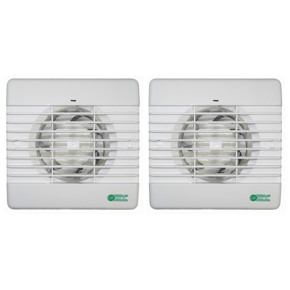 2 x Airvent 406958 Quiet Axial Extractor Fans with Timer 100mm