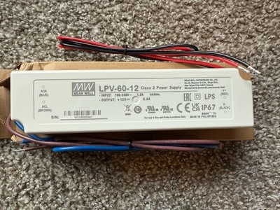 Mean Well Meanwell LPV-60-12 60W 12V 5A IP67 Class 2 Power Supply Driver NEW