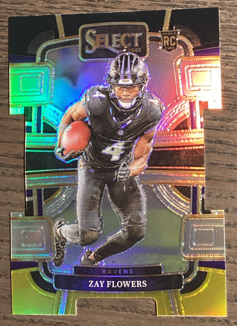 Zay Flowers (RC) #8 Ravens 2023 Panini Select Concourse Black & Gold Die-Cut
