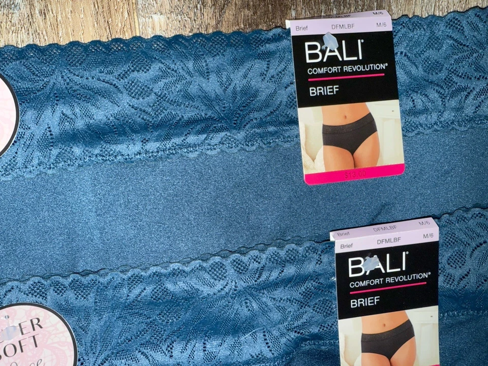 Bali ~ 2 pares de bragas calzoncillos para mujer mezcla de nailon #DFMLBF azul ~ M/6 Foto 3 de 4