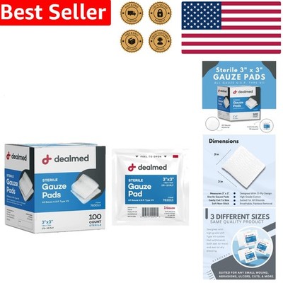 3x3 Sterile Gauze Pads 100 Count Cotton Medical Dressing First Aid Wound Care