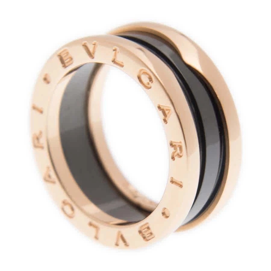 Anillo Bvlgari B.Zero1 Oro Rosa 18K Y Cerámica Negra 2 Bandas, Marca Foto 4 de 4