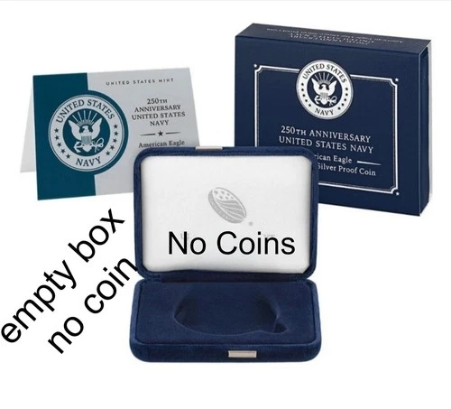 2025 Silver Eagle 250th ANNIVERSARY NAVY  Eagle Silver Proof  BOX ONLY OGP / COA
