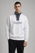 Carlo Colucci Herren Pullover Weiß/Blau 1/4-...
