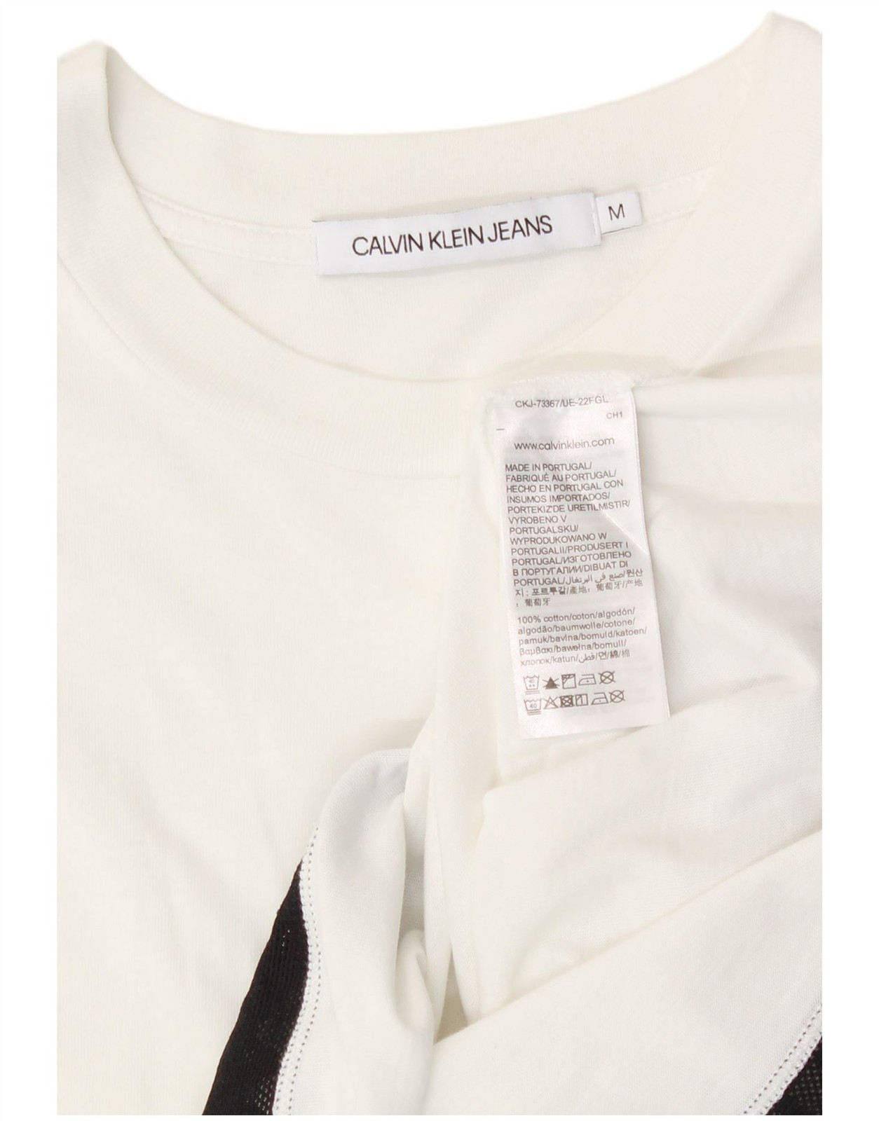 CALVIN KLEIN JEANS Womens T-Shirt Top UK 12 Medium White Colourblock BJ09 thumbnail 3