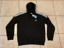 adidas Originals 3 Stripe Fleece Hoodie Black White IM2088 Mens Large NWT