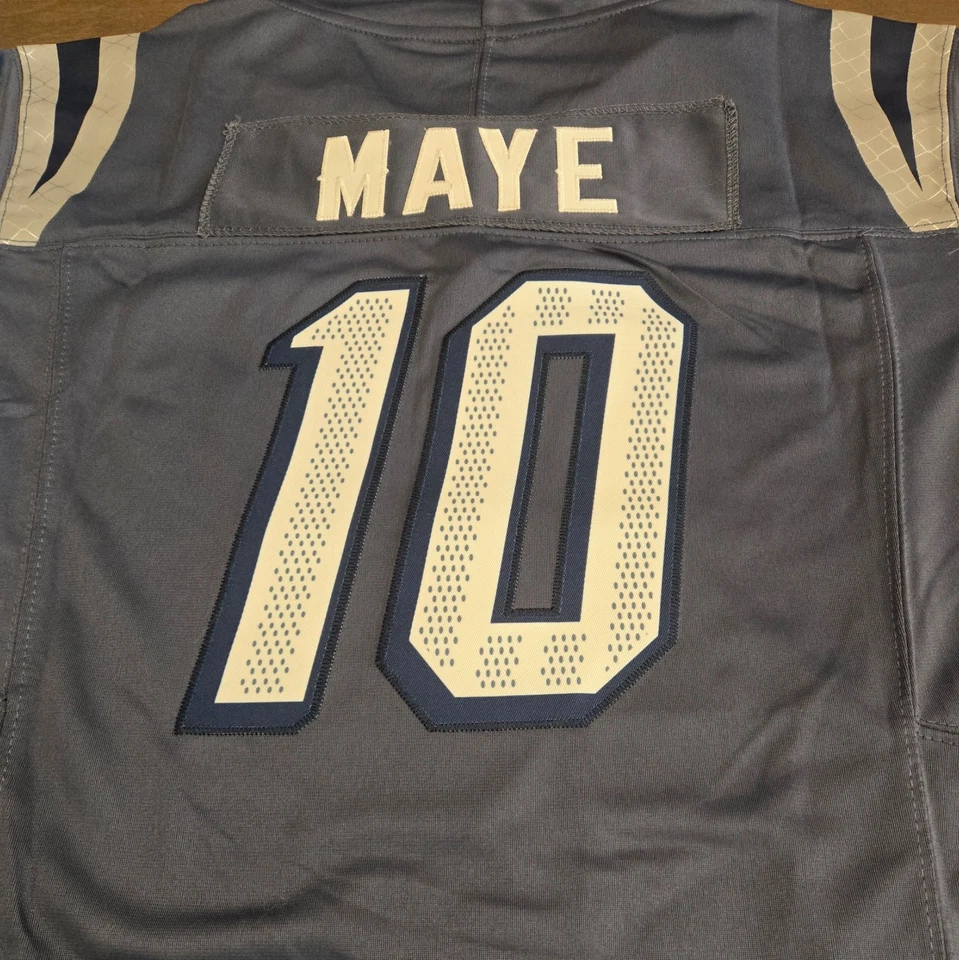 New England Patriots #10 Drake Maye Stitched Storm Blue Rivalries Jersey NWT - Image 3 of 4