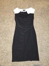 Lauren Ralph Lauren Black White  Ruched Sheath Dress Size 10 Midi