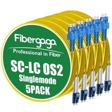 OS2 LC To SC Fiber Patch Cable SMF Single Mode Duplex 9/125m 5M 16ft 5 PCS