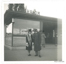 Genuine Photo Hungarian. Officer at the station with sign Sashalom Budapest Hungary 1939