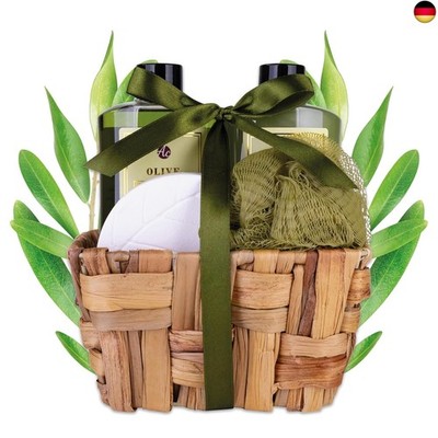  Accentra - Badeset Geschenkset für Frauen OLIVE in Körbchen aus Seegras, D 