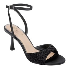 Jewel Badgley Mischka Women's Nanette Stiletto Sandals Black Satin Size 9
