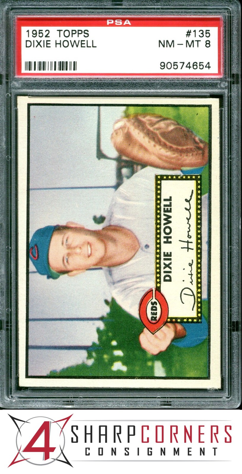 1952 TOPPS #135 DIXIE HOWELL REDS PSA 8