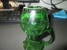 Vintage Green Cracked / Crackled Glass Pitcher/Vase 3 3/4 inches tall — photo 3