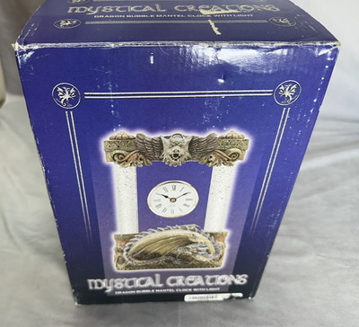 Mystical Creations -DRAGON BUBBLE CLOCK LAMP- SPENCERS - NEW OPEN BOX