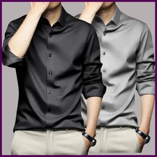 Men Long Sleeve White Dress Shirt Non Iron Business Casual S 5XL