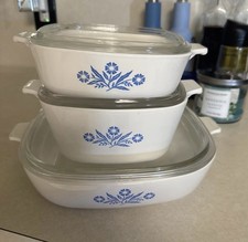 Vintage Corning ware casserole dishes cornflower  Blue design