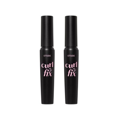 2 Pack Bundle ETUDE Curl Fix Mascara Black 1+1 Set Waterproof Long Curl