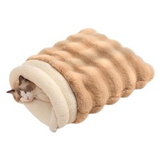 Cat Sleeping Bag for Indoor Cats, Faux Fur Pet Cave Bed  Burrow Nest, Revers...
