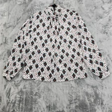 Vintage Notations Top Womens 10 Multicolor Printed Brocade High Neck Long Sleeve