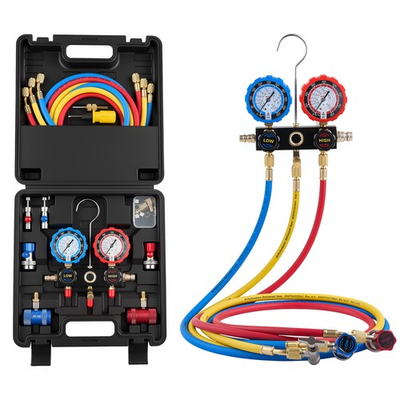 #ad VEVOR AC Manifold Gauge Set 3 Way R134a R404A R1234yf R22 Refrigeration Charging $60.99