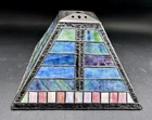 Vintage Tiffany Style Mission Stained Slag Glass Lamp Shade Square Pyramid