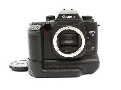 [Exc+5] Canon EOS 55 35mm SLR Film Camera Black Body BP-50 Battery Pack Japan