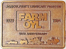 Farm Oyl Brass Belt Buckle 1984 Farmer Collector Limited Edition 2259 VTG