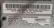 DVD VCR Player Recorder Combo MAGNAVOX ZV457MG9 PARTS ONLY
