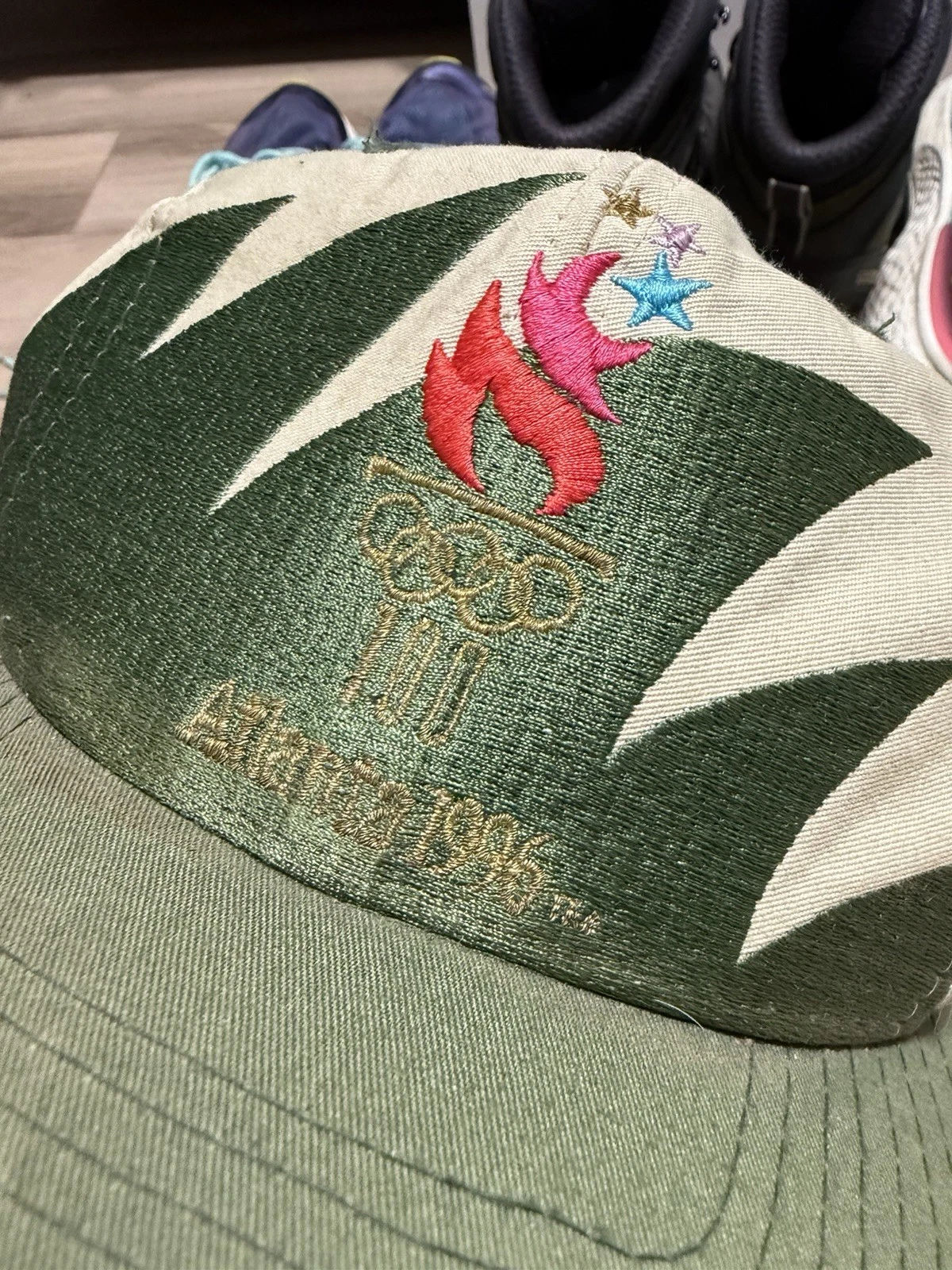Vintage 1996 Atlanta Olympics Logo Athletic Shark-tooth Snapback Cap Hat RARE image 2