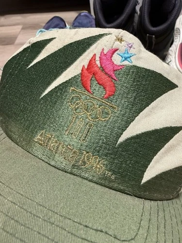 Vintage 1996 Atlanta Olympics Logo Athletic Shark-tooth Snapback Cap Hat RARE image 2