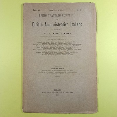 ERSTER VERTRAG ITALIENISCHES VERWALTUNGSRECHT ORLANDO FASC 53 VOL IX 1898