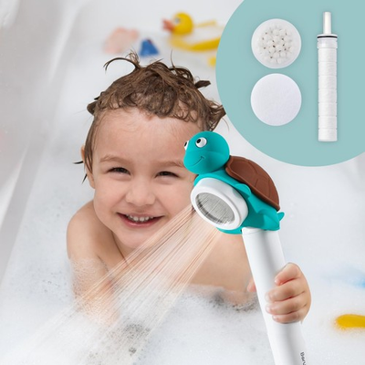 #ad Barumi Livo Handheld Filtered Showerhead for Kids Turtle Turquoise Micro $63.38
