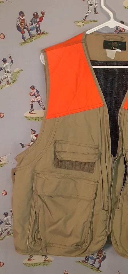 VTG 🦆 ORVIS - Padded Safety Game Pouch Hunting Vest Mens Size Large Beige - Image 4 of 4