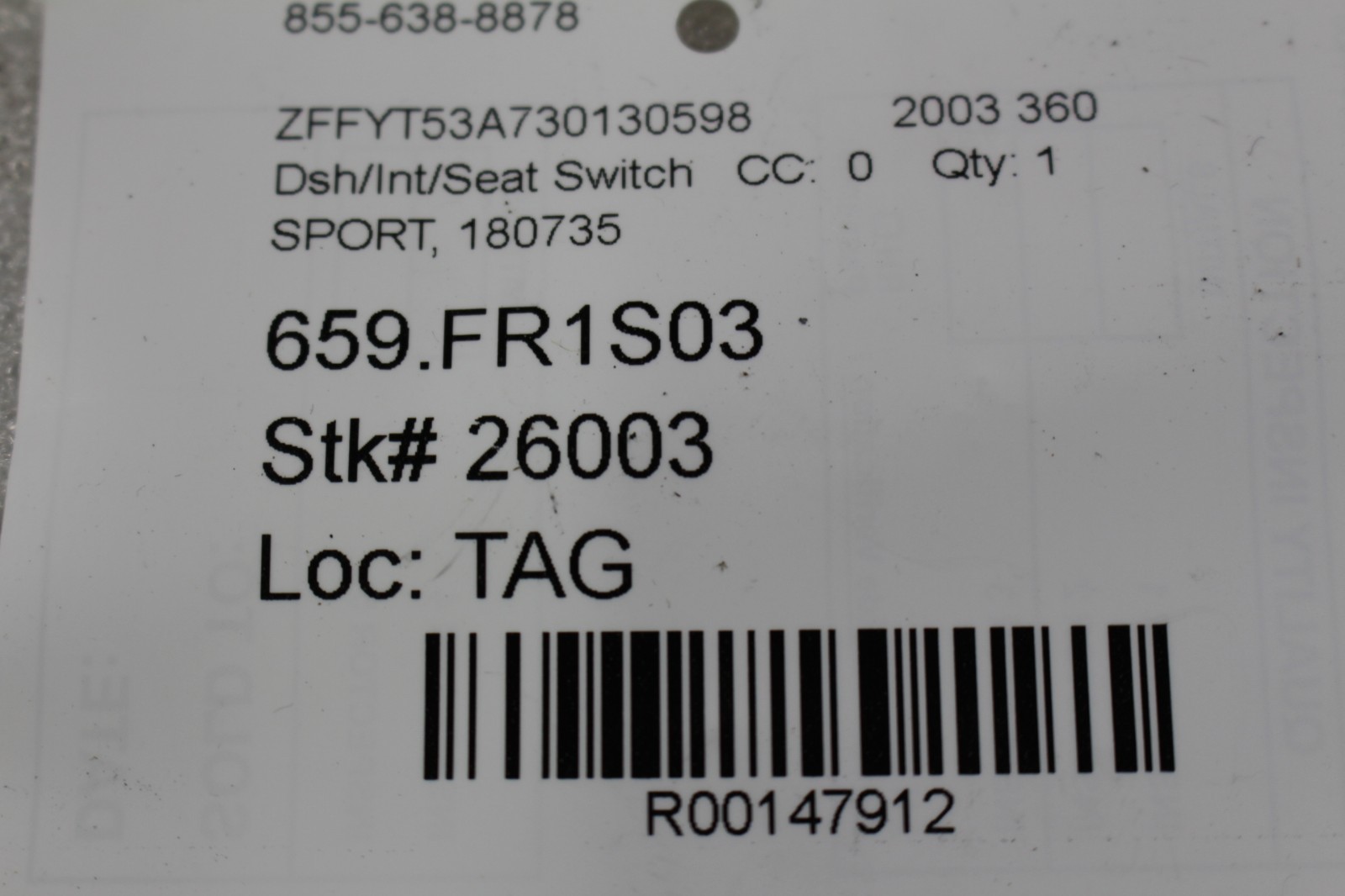 Ferrari 360, 575, Sport Switch, Used, P/N 180735