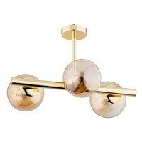 Deckenlampe 3-Flammig Glas Gold Bernstein E14 H:34 Cm Deckenleuchte Wohnzimmer