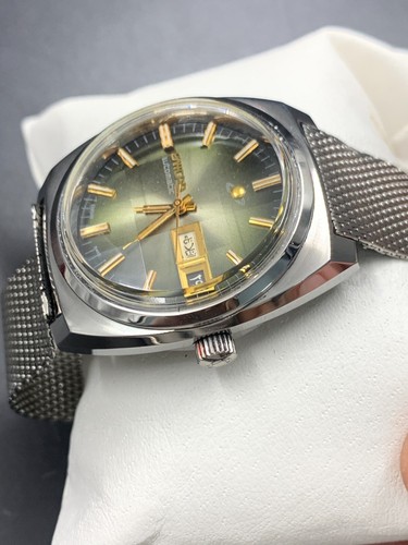 1970's Vintage Enicar Ocean Pearl Automatic Watch Green Dial Day Date Mens 35mm - Picture 10 of 24