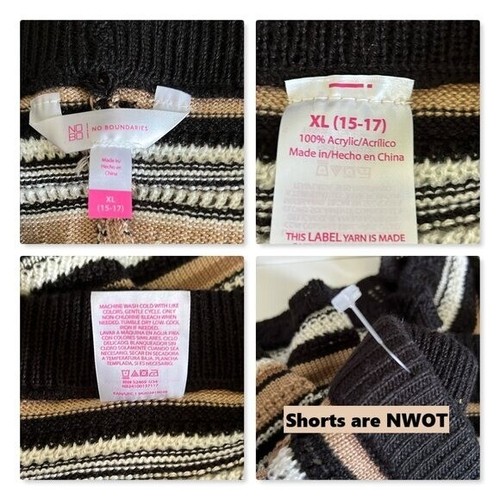 No Boundaries gestreiftes Häkel Neckholder und Shorts Set, 2-teilig Gr. XL (15-17) NEU - Bild 11 von 12