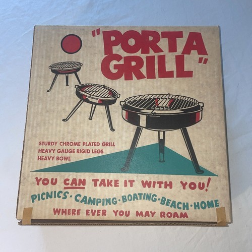 Port-a-Grill Vintage Camping handliche Dinge tragbar Neu aus altem Lagerbestand selten verchromt schwere Schüssel - Bild 8 von 8