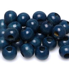 40 Pieces Navy Wooden Macrame Beads 24mm with 10mm Large Hole for 24mm, Navy