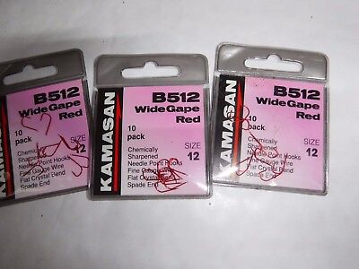 Free P/&P All Sizes Available Kamasan B512 Wide Gape Micro Barbed Red Hooks