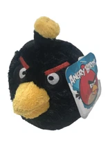 Angry Birds 2010 Black Bird Bomb 6" Commonwealth Rovio Hang Tag No Sound