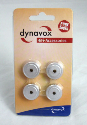 4x Dynavox 20mm Hifi-Gerätefüße Aluminium mini Boxenfüße Gummidämpfer silber