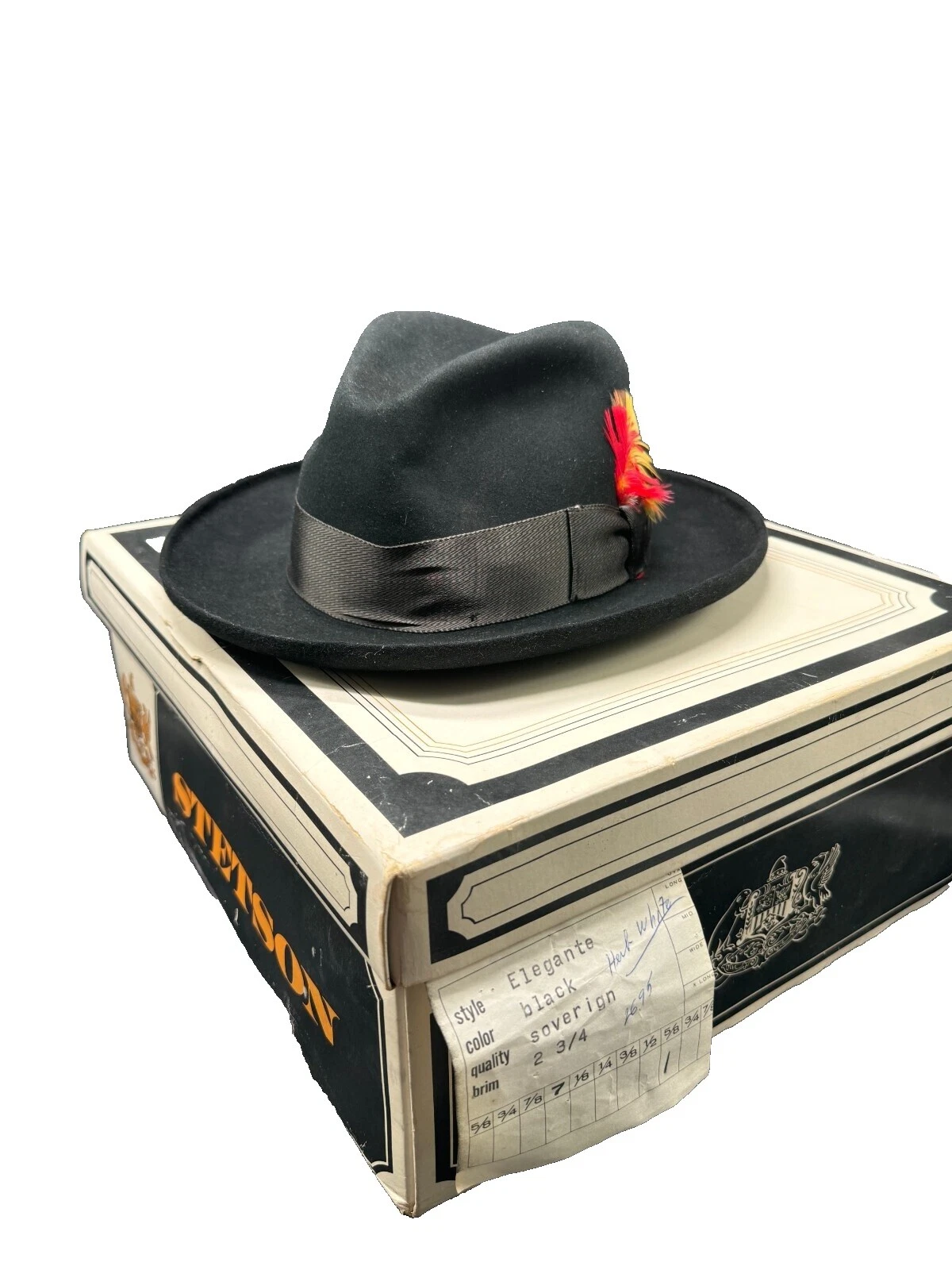 Stetson Negro 100% LANA Ropa, Calzado y Accesorios Vintage