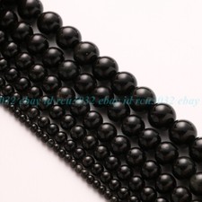 Natural Round Black Agate Onyx Gemstone Beads for Jewelry Making Loose Beads 15"