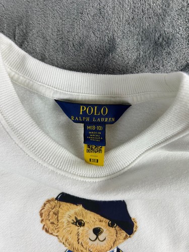 Polo Ralph Lauren Polo Bear Crewneck Sweatshirt Youth M 10 White Dressed Bear - Picture 3 of 8